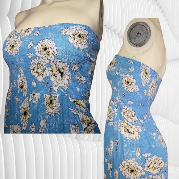 Rebellion Size S BLUE floral side slits dress - Picture 4 of 4